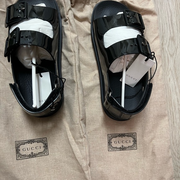 GUCCI Rubber Mini Double G Womens Dad Sandals size 36 in Black. - Picture 7 of 8